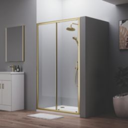 ETAL  Framed Rectangular Sliding Shower Door Brushed Brass 1190mm x 1900mm