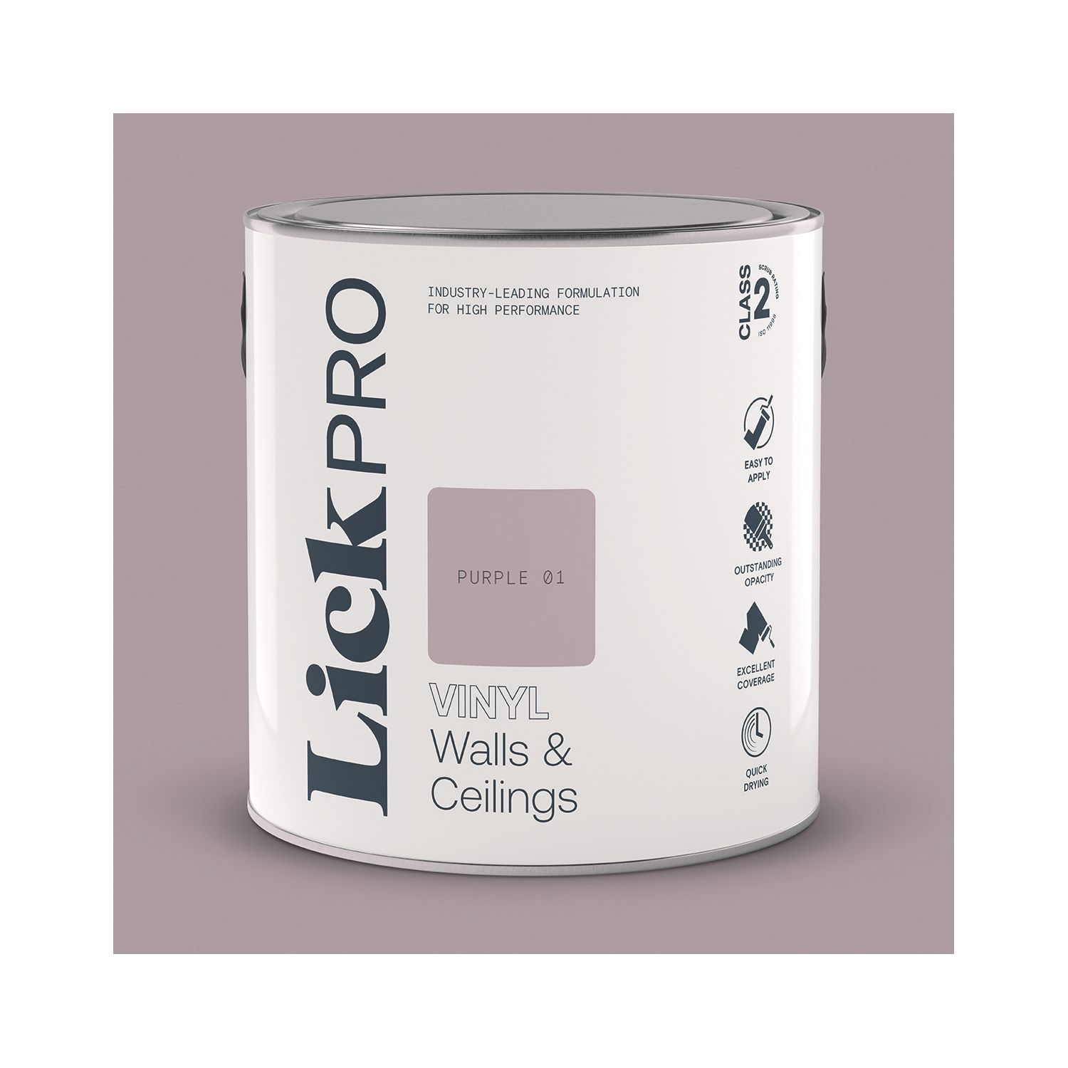 LickPro 2.5Ltr Purple 01 Vinyl Matt Emulsion Paint (204TM)