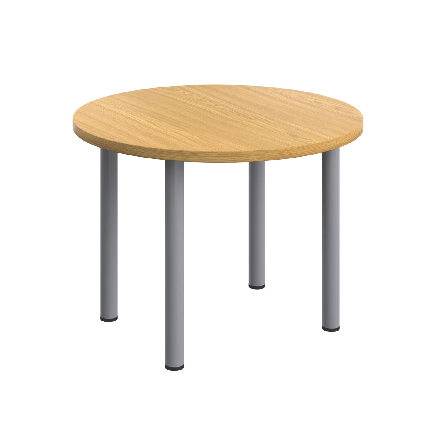 TC Group One Fraction Plus Round Meeting Table Nova Oak/Silver 1000mm x 1000mm (204TT)