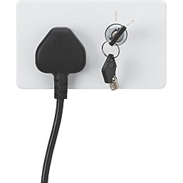 Knightsbridge  13A Key Switch 1-Gang DP Switched Socket Matt White with White Inserts