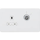Knightsbridge  13A Key Switch 1-Gang DP Switched Socket Matt White with White Inserts