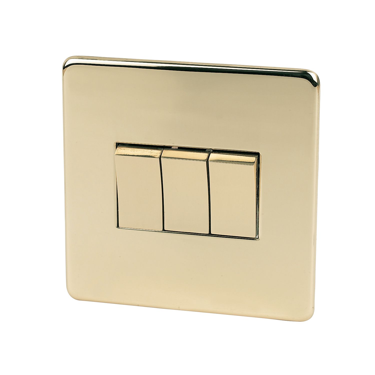 Crabtree Platinum 10AX 3-Gang 2-Way Light Switch Polished Brass (20510)