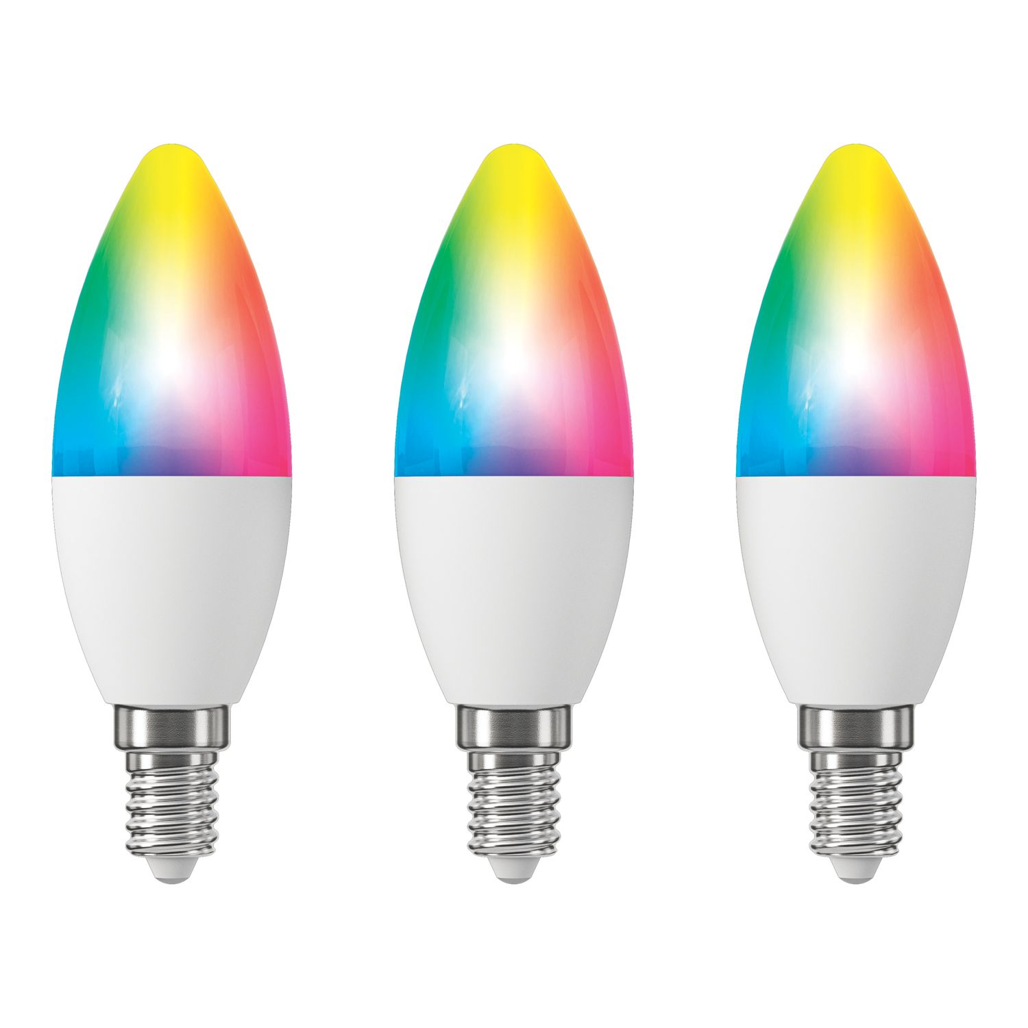 LAP Myko E14 Candle RGB & White LED Smart Light Bulb 4.2W 470lm 3 Pack (205FM)