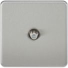 Knightsbridge  1-Gang F-Type Satellite Socket Brushed Chrome