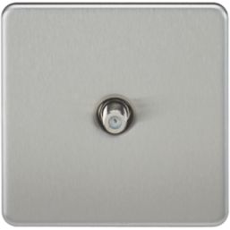 Knightsbridge  1-Gang F-Type Satellite Socket Brushed Chrome
