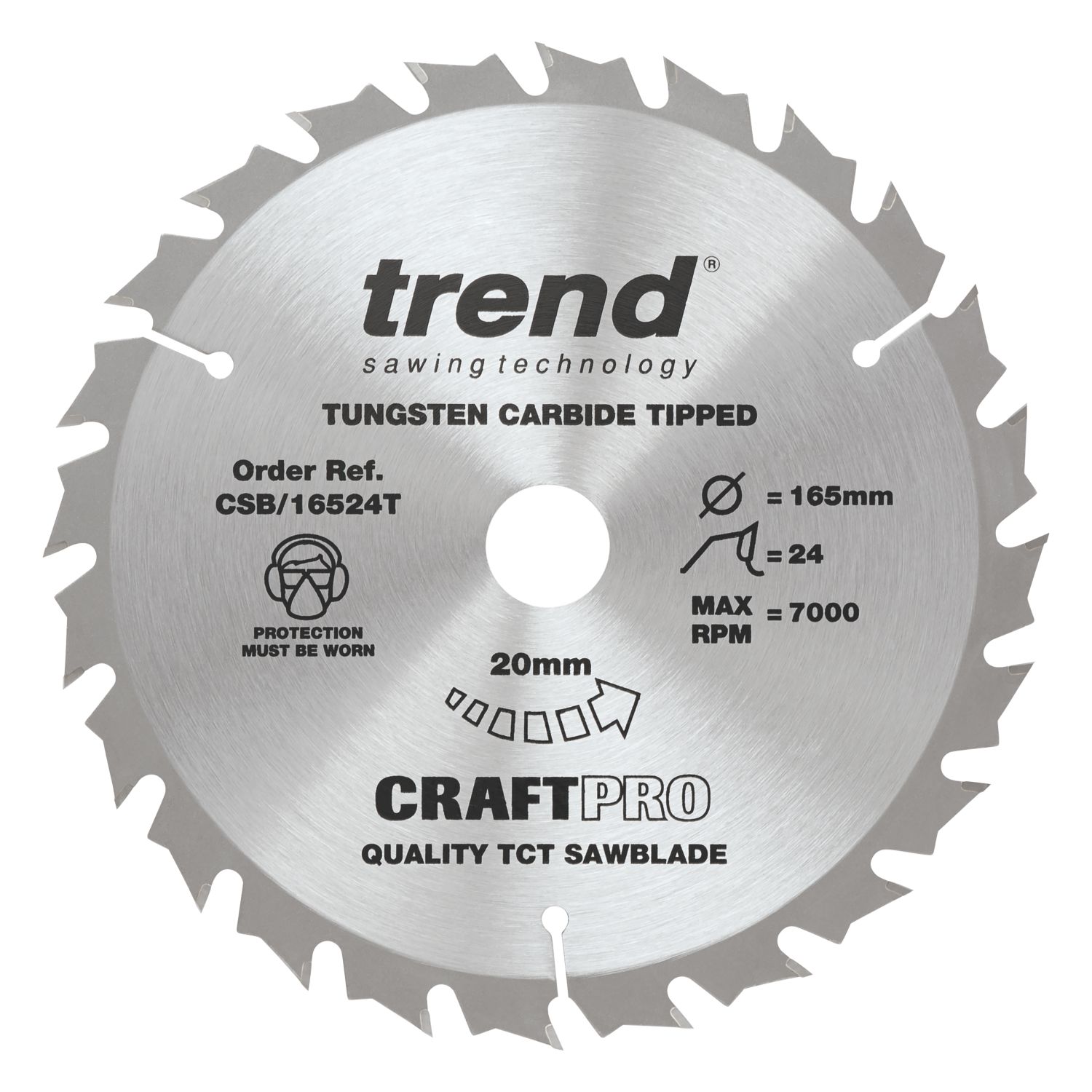 Trend CSB/16524T Wood Thin Kerf Combination Circular Saw Blade for Cordless Saws 165mm x 20mm 24T (205XG)