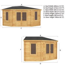 Mercia Corner 12' 6" x 12' 6" (Nominal) Apex Timber Log Cabin