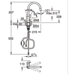 Grohe StartEdge 305502430 Single Lever Kitchen Sink Mixer Tap Matt Black