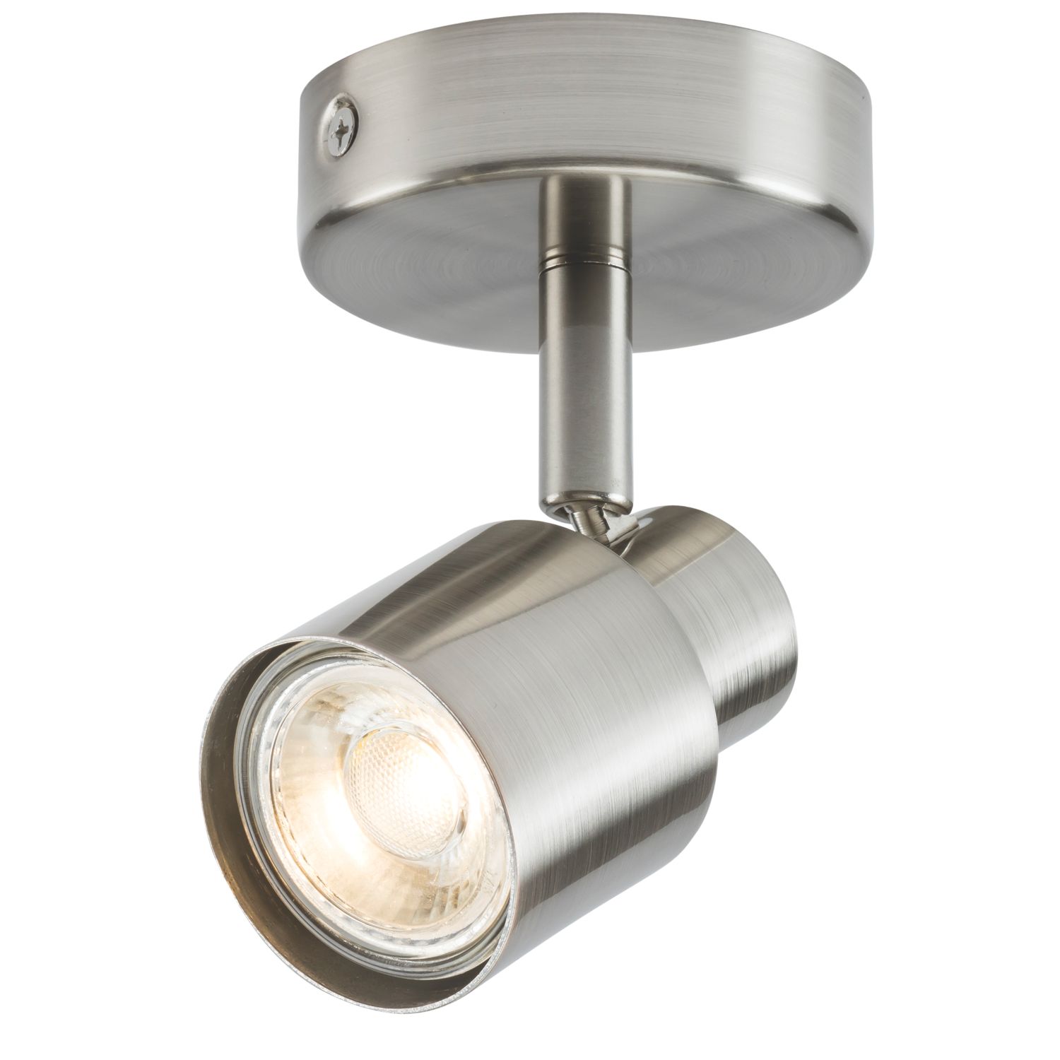 Knightsbridge Round 1-Light Single GU10 Wall & Ceiling Spotlight Brushed Chrome (206GE)