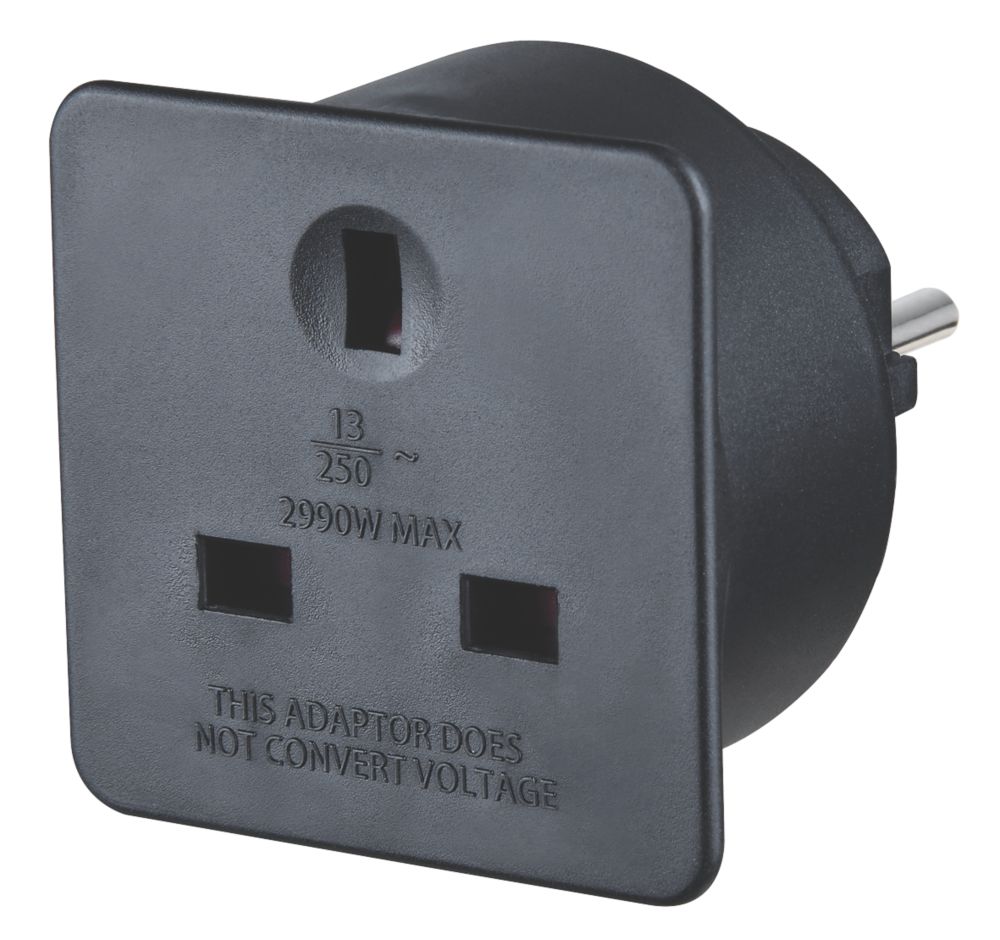 Masterplug  13A Unfused Travel Adaptor Black