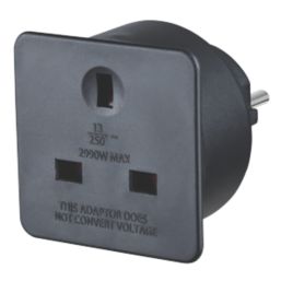 Masterplug  13A Unfused Travel Adaptor Black