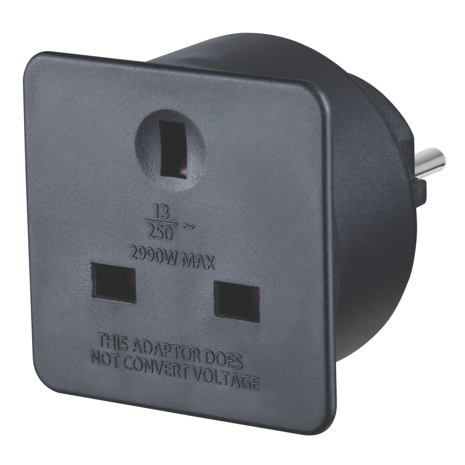 Masterplug 13A Unfused Travel Adaptor Black (206HX)
