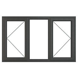 Crystal  Left & Right-Hand Opening Clear Triple-Glazed Casement Anthracite on White uPVC Window 1770mm x 965mm