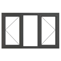 Crystal  Left & Right-Hand Opening Clear Triple-Glazed Casement Anthracite on White uPVC Window 1770mm x 965mm