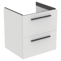 Ideal Standard i.life B Wall Hung Vanity Unit with Black Handles & Basin Matt White 600mm x 505mm x 630mm