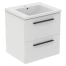 Ideal Standard i.life B Wall Hung Vanity Unit with Black Handles & Basin Matt White 600mm x 505mm x 630mm