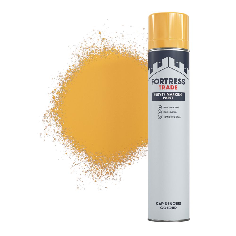 Fortress Trade 750ml Yellow Matt Survey Marking Spray Paint Screwfix