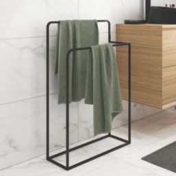 Elland Freestanding Double Towel Rail Black 600mm x 200mm x 900mm