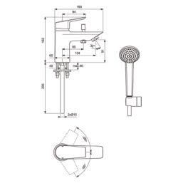 Ideal Standard Tesi Chrome 182mm Deck Mounted Single Control Manual Shower Mixer Tap