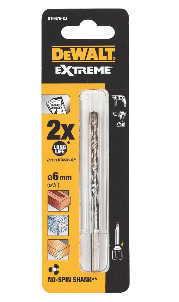 DeWalt EXTREME 2 DT6675 XJ Triangle Shank Masonry Drill Bit 6 x