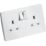 Knightsbridge  13A 2-Gang DP Switched Double Socket Matt White  with White Inserts