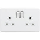 Knightsbridge  13A 2-Gang DP Switched Double Socket Matt White  with White Inserts