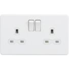 Knightsbridge  13A 2-Gang DP Switched Double Socket Matt White  with White Inserts