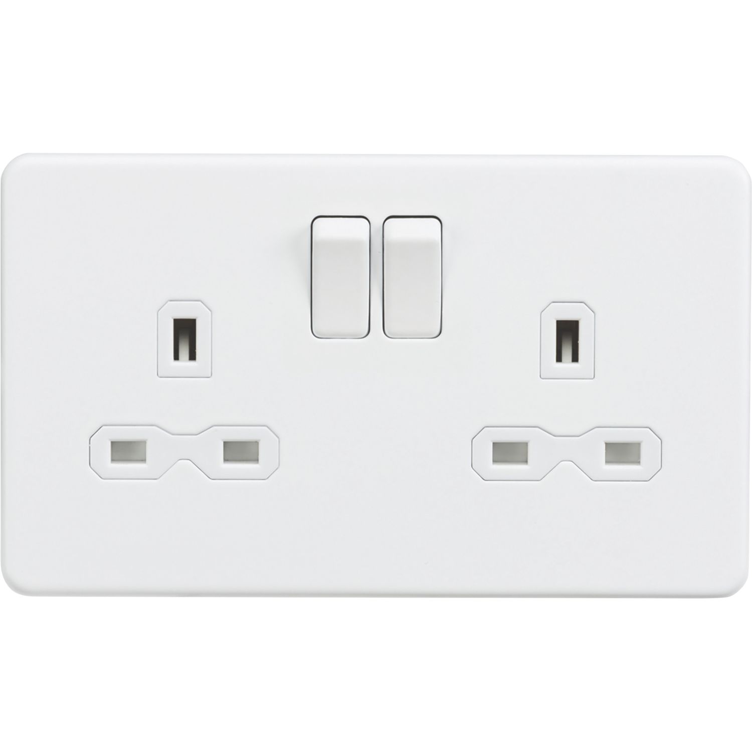 Knightsbridge 13A 2-Gang DP Switched Double Socket Matt White with White Inserts (206TY)