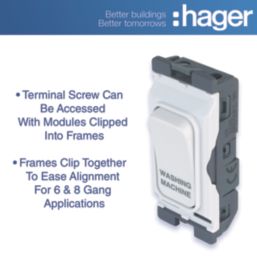 Hager Sollysta WMGSDP2/WM 20A Grid 2-Pole Washing Machine Switch White