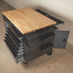 Bunker  14-Drawer Multi-Functional Workbench Roller Tool Cabinet Grey