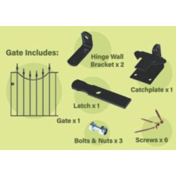 Apollo Whitby Low Gate Black 855mm x 945mm