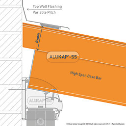 ALUKAP-SS White 0-100mm High Span Glazing Gable Bar 2400mm x 60mm