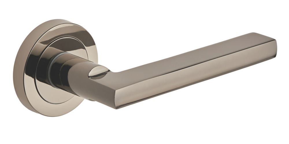 Designer Levers Scylla Lever on Rose Door Handle Pair Black Nickel Screwfix