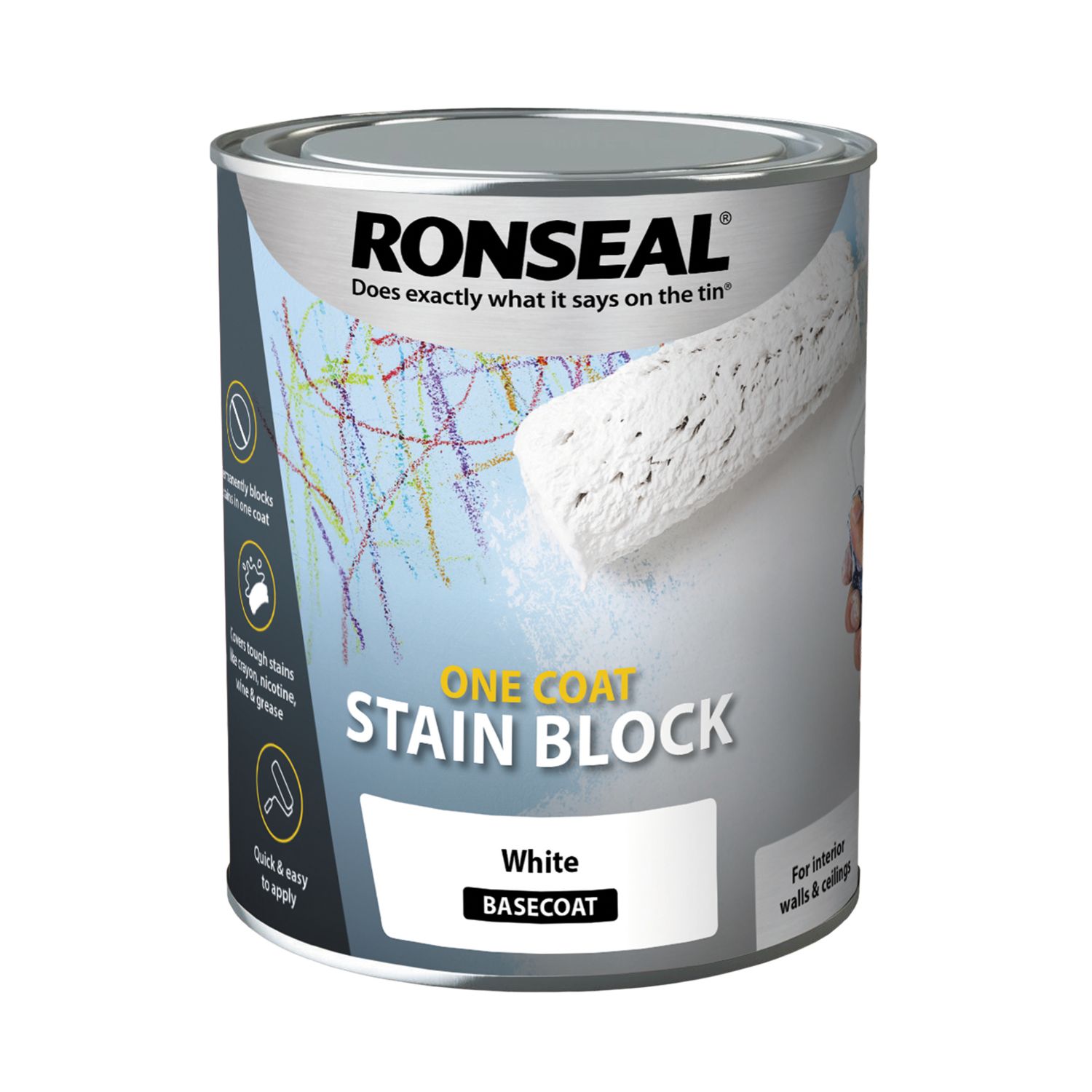 Ronseal 750ml White Matt Stain Block Paint (207PM)