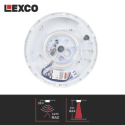 Lexco Pegasi Outdoor Round LED Bulkhead Light With Microwave Sensor White 17W 1200-1900lm