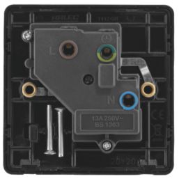 Arlec  13A 1-Gang SP Switched Socket Charcoal  with Black Inserts