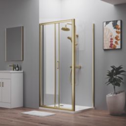 ETAL  Framed Rectangular Sliding Door Shower Enclosure & Tray  Brushed Brass 990mm x 790mm x 1940mm