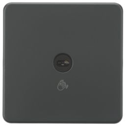 Knightsbridge  2.1A 1-Gang 1-Way Light Switch  Anthracite with Black Inserts