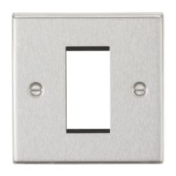 Knightsbridge Raised Square 1-Module Modular Faceplate Brushed Chrome