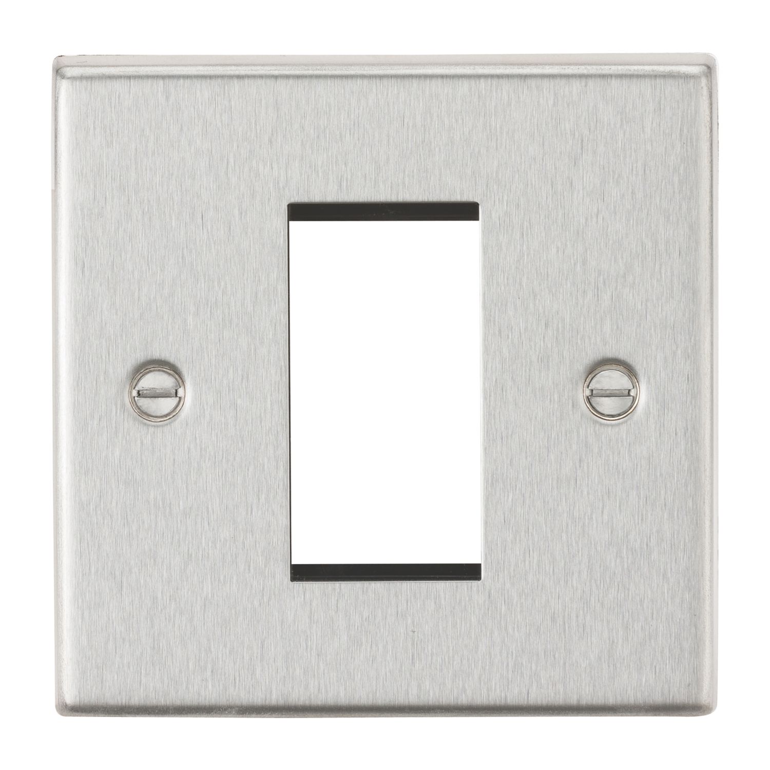 Knightsbridge Raised Square 1-Module Modular Faceplate Brushed Chrome (207YA)