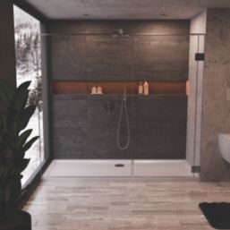 Milan Rectangular Bathroom Shower Tray & Waste White Gloss 1700mm x 900mm x 40mm