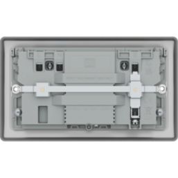British General Nexus Metal 13A 2-Gang SP Switched Socket + 3.25A 65W 2-Outlet Type C USB Charger Brushed Steel with Grey Inserts