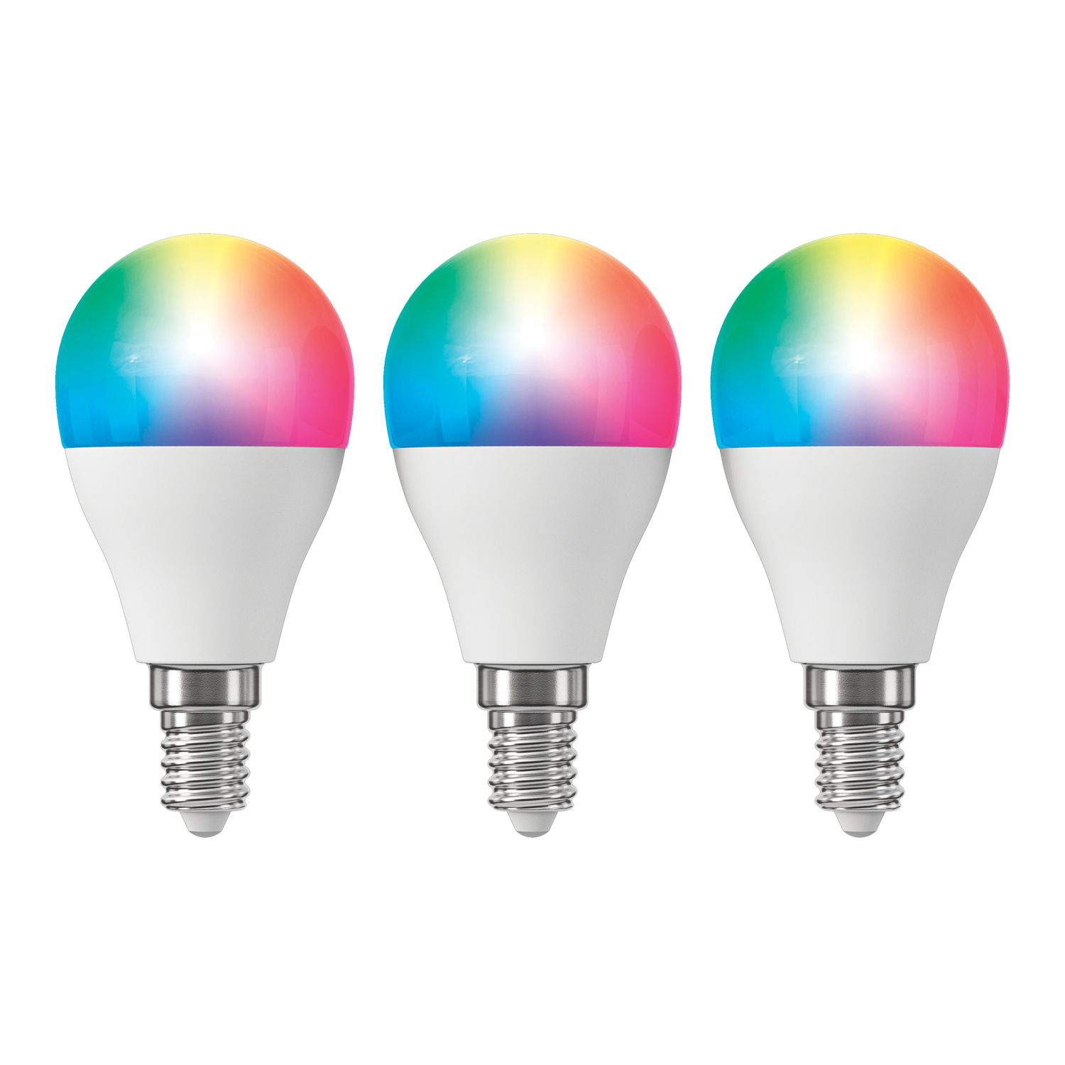 LAP E14 Mini Globe RGB & White LED Smart Light Bulb 4.2W 470lm 3 Pack (208FM)