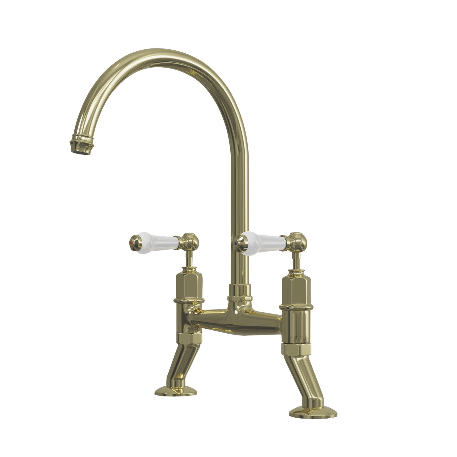 ETAL Alton Deck Mounted Dual Lever Bridge Mixer Polished Brass (208JL)