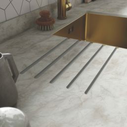 Wilsonart Matt White Marble Effect Compact Laminate Upstand 3000mm x 100mm x 12mm