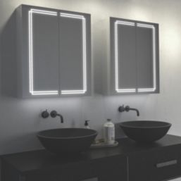 Sensio Harlow 2-Door Dual Lit Illuminated Cabinet With 4410lm LED Light Silver Effect 600mm x 140mm x 700mm