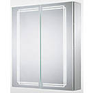 Sensio Harlow 2-Door Dual Lit Illuminated Cabinet With 4410lm LED Light Silver Effect 600mm x 140mm x 700mm