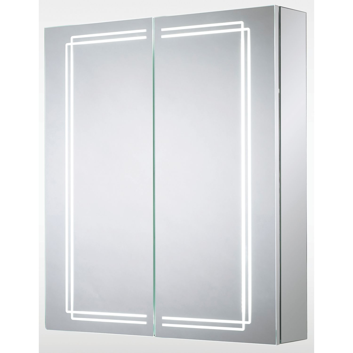 Sensio Harlow 2-Door Dual Lit Illuminated Cabinet With 4410lm LED Light Silver Effect 600mm x 140mm x 700mm (208PE)