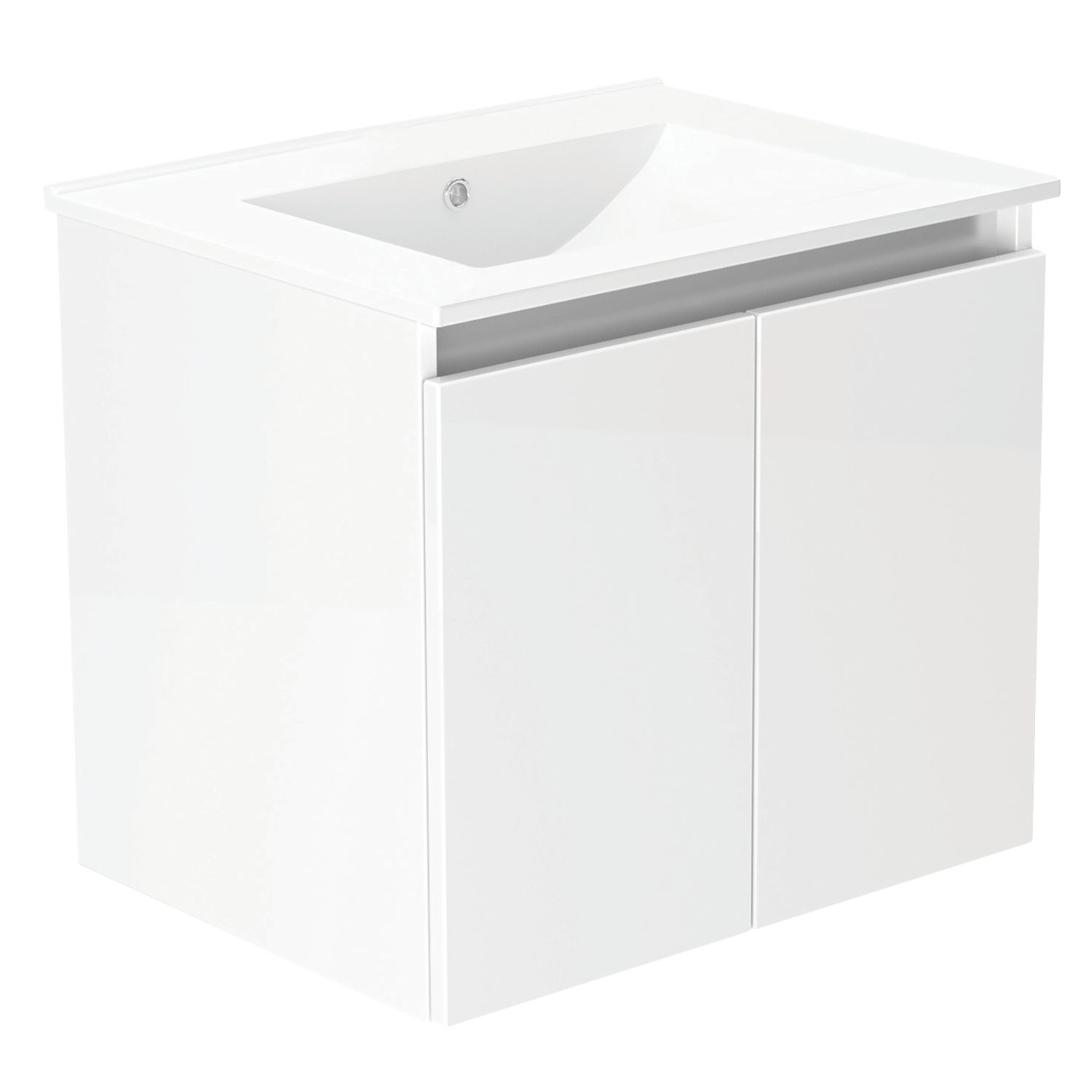 Newland Double Door Wall-Mounted Vanity Unit with Basin Gloss White 500mm x 450mm x 540mm (208RN)