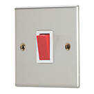 Contactum iConic 32A 1-Gang DP Control Switch Brushed Steel  with White Inserts